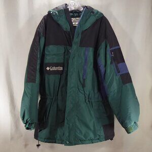 Mens 90s Columbia Green Blue Colorblock Ski Snow Winter Insulated Jacket Coat M